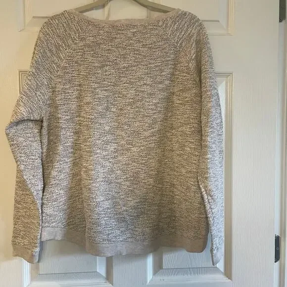 Lucky Lotus Sweater Beige metallic Knit Pullover Embellished Studded Ladies Sz L - Picture 2 of 14